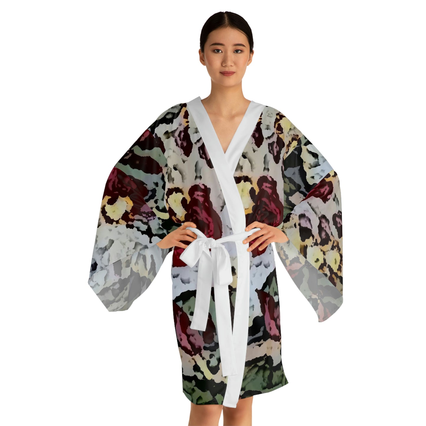 Long Sleeve Kimono Robe ... "A Friendly Flower" ... Pointsettia 'Pointing' ... Original Works ... (Supplied Photograph) ...