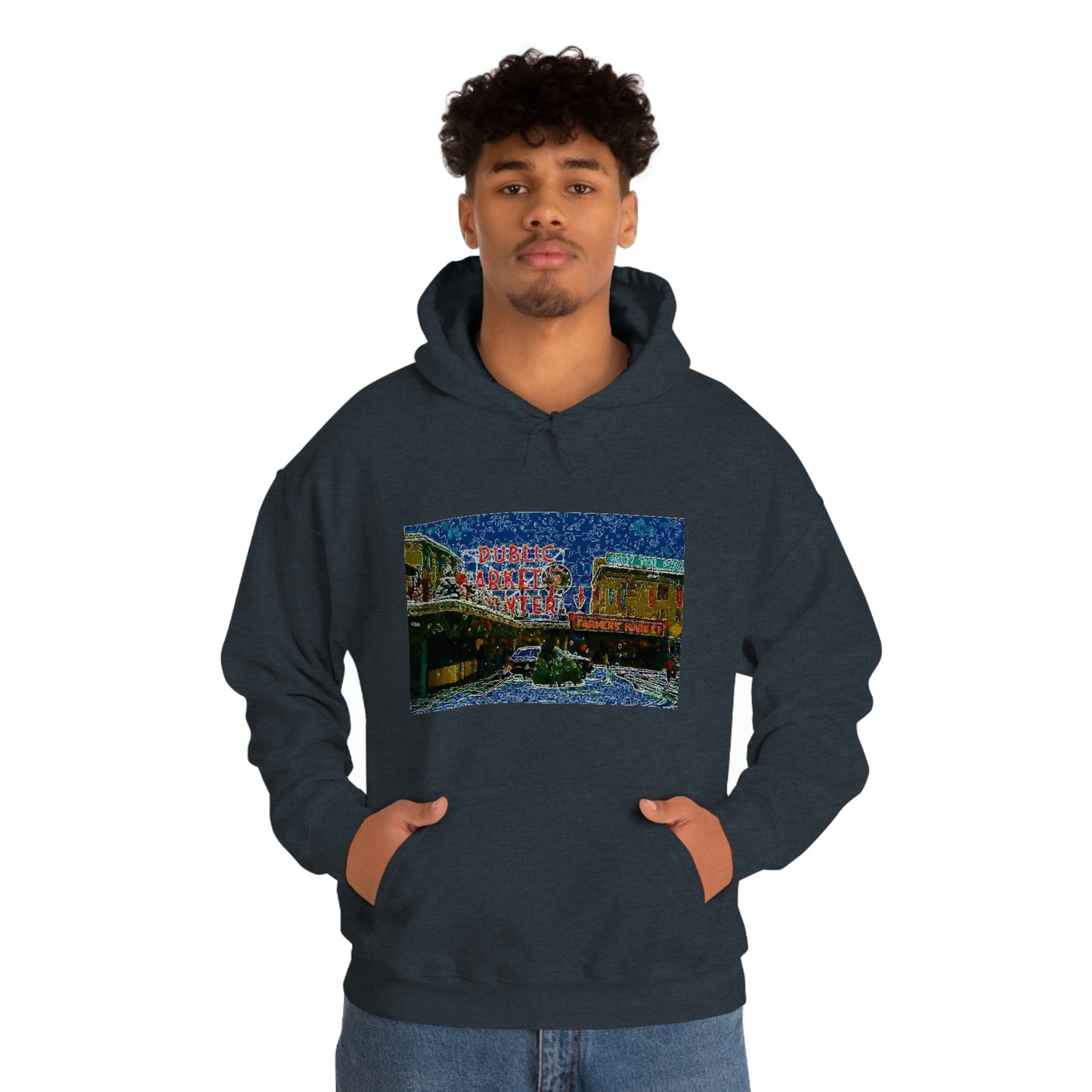 Unisex Heavy Blend™ Hooded Sweatshirt ... Pike Place Market: 'The Public Market', Seattle, Washington. Circa Fall 2013 ...