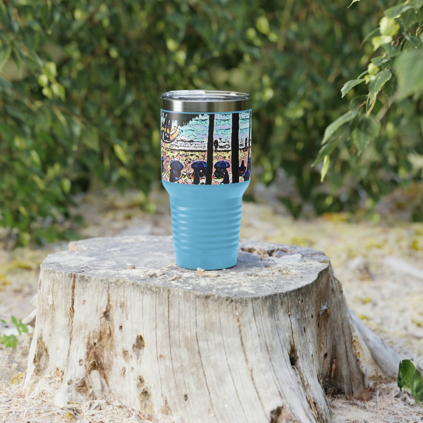 Ringneck Tumbler, 30oz ... "A Beautiful Beach Amongst The Palms" ... The Outrigger Waikiki, Honolulu, Oahu ... Original Works ...