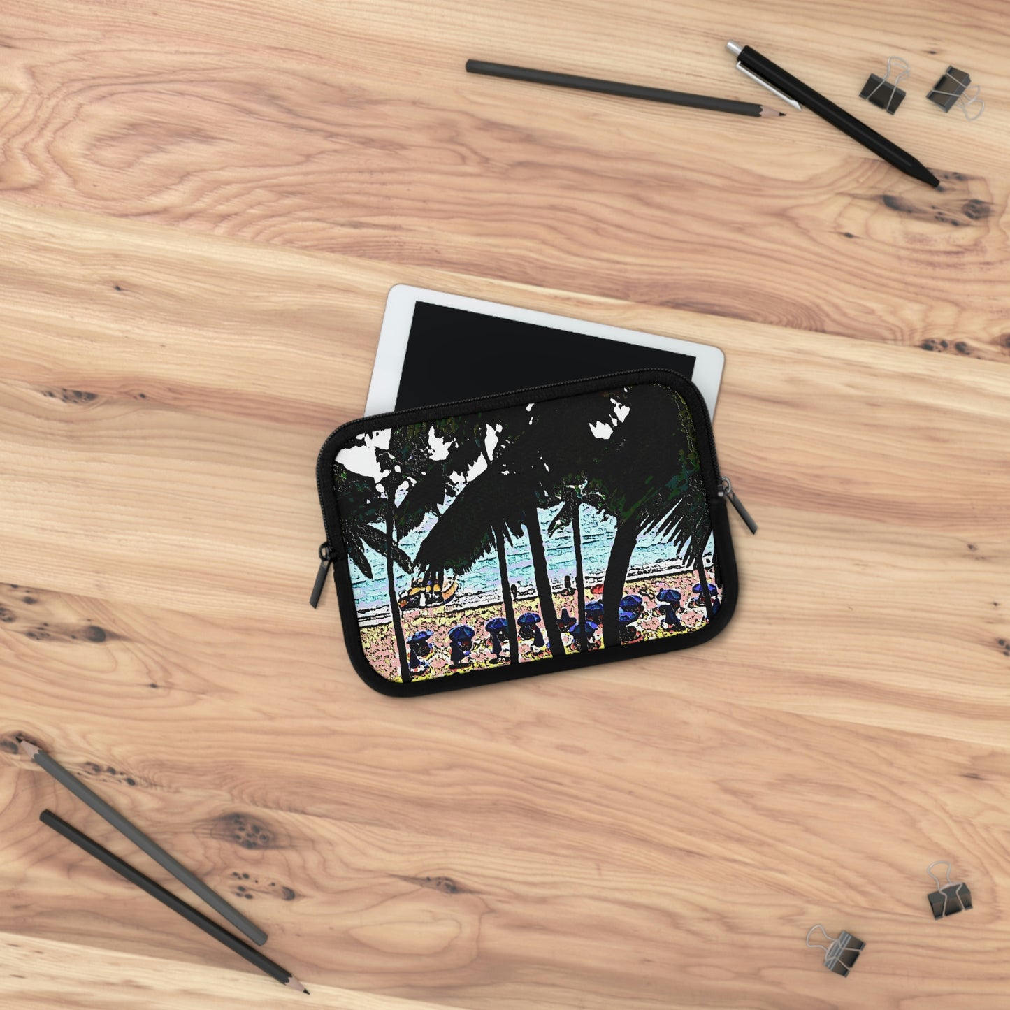 Laptop Sleeve ... "A Beautiful Beach Amongst The Palms" ... The Outrigger Waikiki, Honolulu, Oahu ... Original Works ...