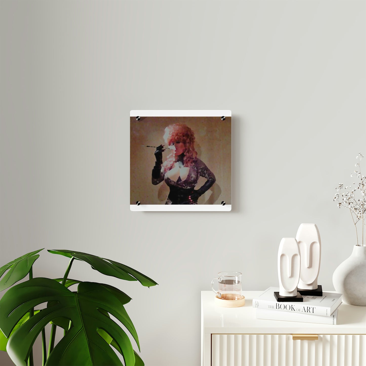 Acrylic Wall Art Panels ...  A Colleague Overseas ... 'Enjoying A Fag' ... Original Works ... "April Fools 2023" ... Hot-Tranny-Smoke ...