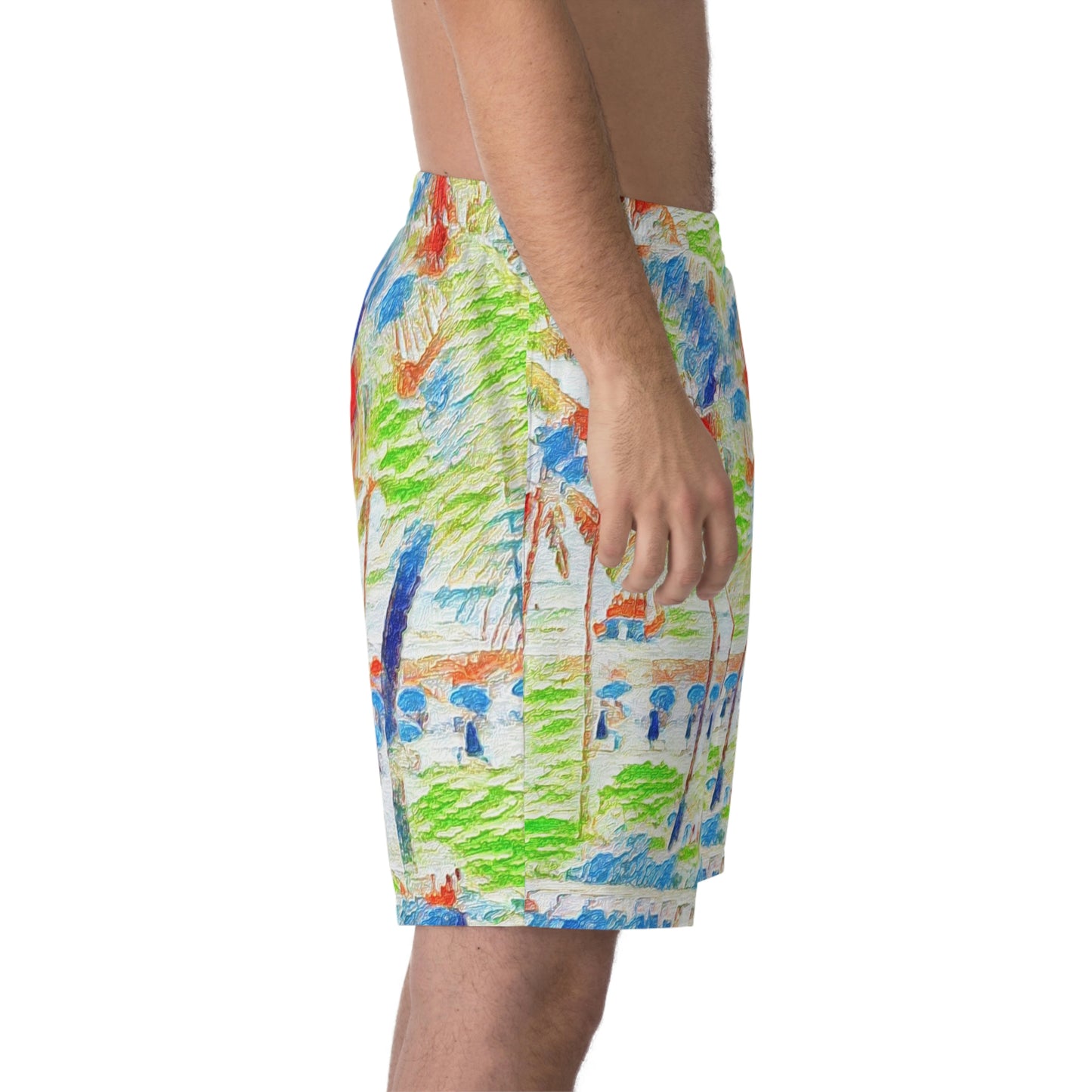 Men's Elastic Beach Shorts (AOP) ... "The Royal Hawai'ian: Waikiki Beach_Beach" ... Honolulu, HI ... October 2014 (Halloween) ... Original Works ...