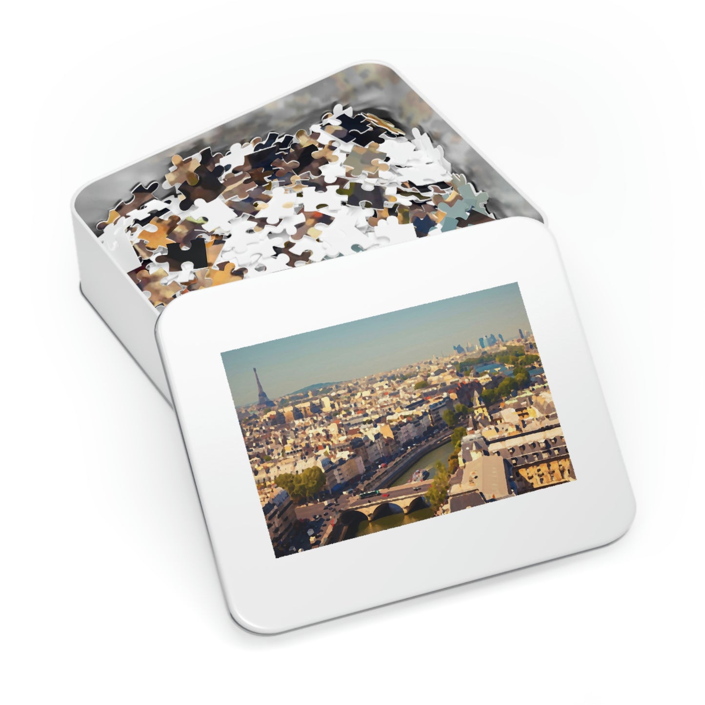 Jigsaw Puzzle (30, 110, 252, 500,1000-Piece) ... Au Paris ... "Along The River Seine" ... Barbara Joan Bonnell-Holt: 1972 ... Original Works ...
