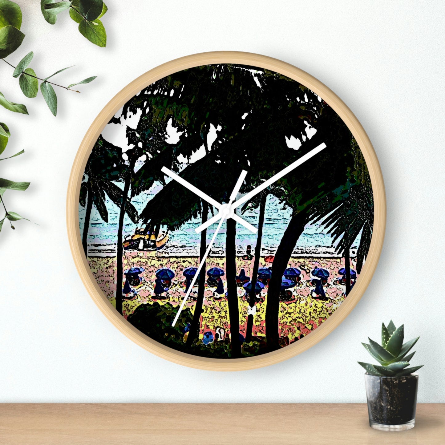 Wall Clock ... "A Beautiful Beach Amongst The Palms" ... The Outrigger Waikiki, Honolulu, Oahu ... Original Works ...