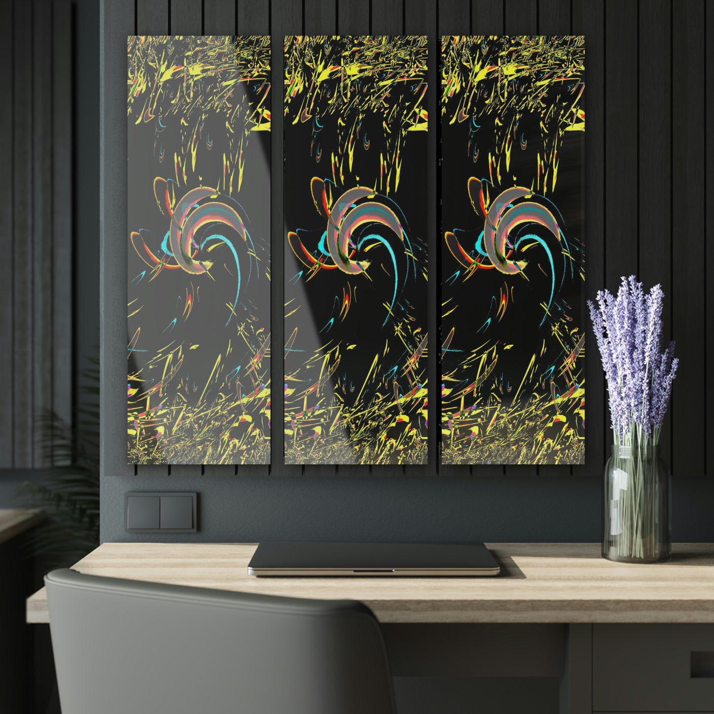 Acrylic Prints (Triptych) ... "Waning Moon" ... Central Idaho ... October 2022 ... Rendering Time: 22 Hours ... Original Works ...