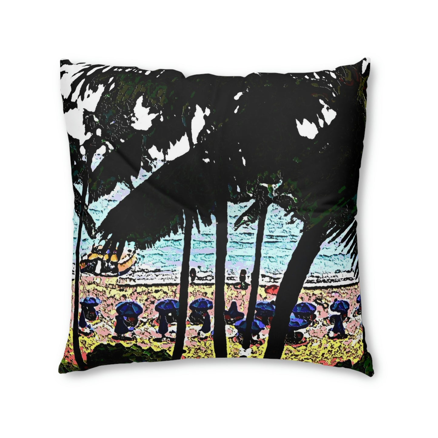 Tufted Floor Pillow, Square ... "A Beautiful Beach Amongst The Palms" ... The Outrigger Waikiki, Honolulu, Oahu ... Original Works ...