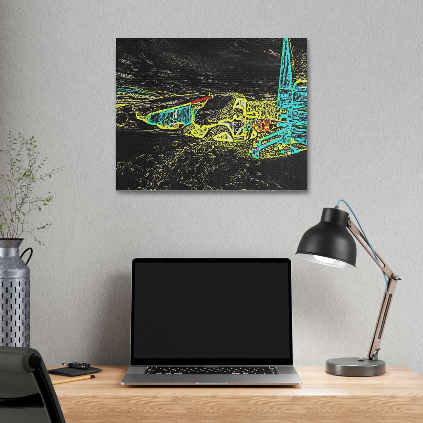 Polyester Canvas ... "Snow Vehicle In Snow Storm At-Rest" ... Circa 12Mar23 ... Central Idaho ... 18-Hours Rendering Time: Original Works ...