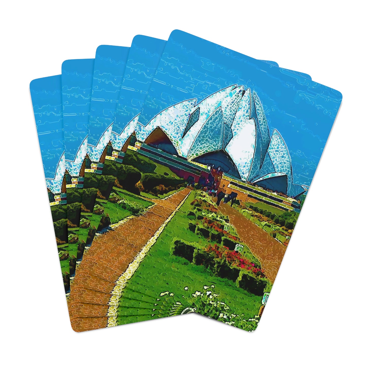 Custom Poker Cards ... 'Bahai'i House-Of-Worship' ... "Lotus Temple: Delhi, India, 2008" ... Original Works ...