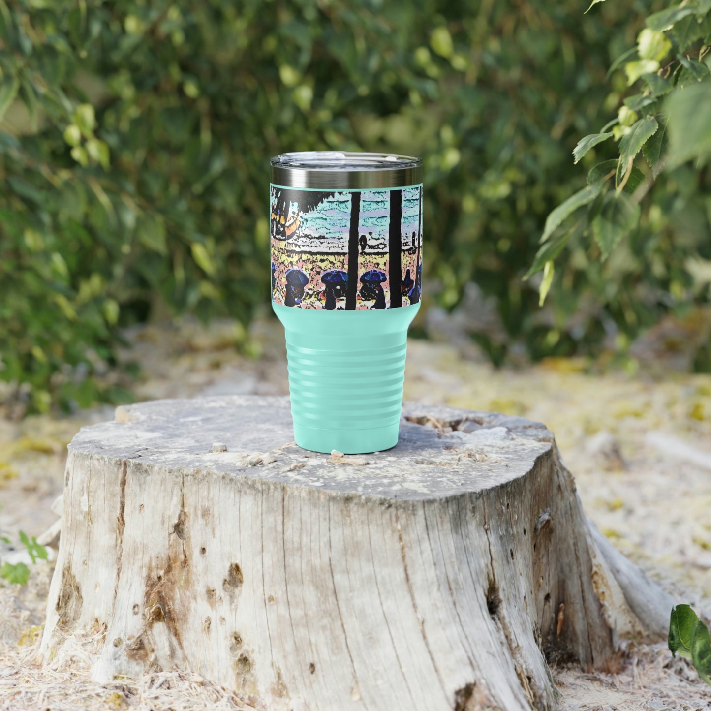 Ringneck Tumbler, 30oz ... "A Beautiful Beach Amongst The Palms" ... The Outrigger Waikiki, Honolulu, Oahu ... Original Works ...
