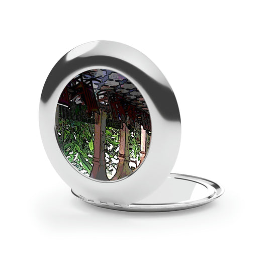 Compact Travel Mirror ...  Lanai & Rocking Chairs At: 'The Pink Palace' ... The Royal Hawai'ian ... Honolulu, HI ... '27Oct2014' ... Original Works ...