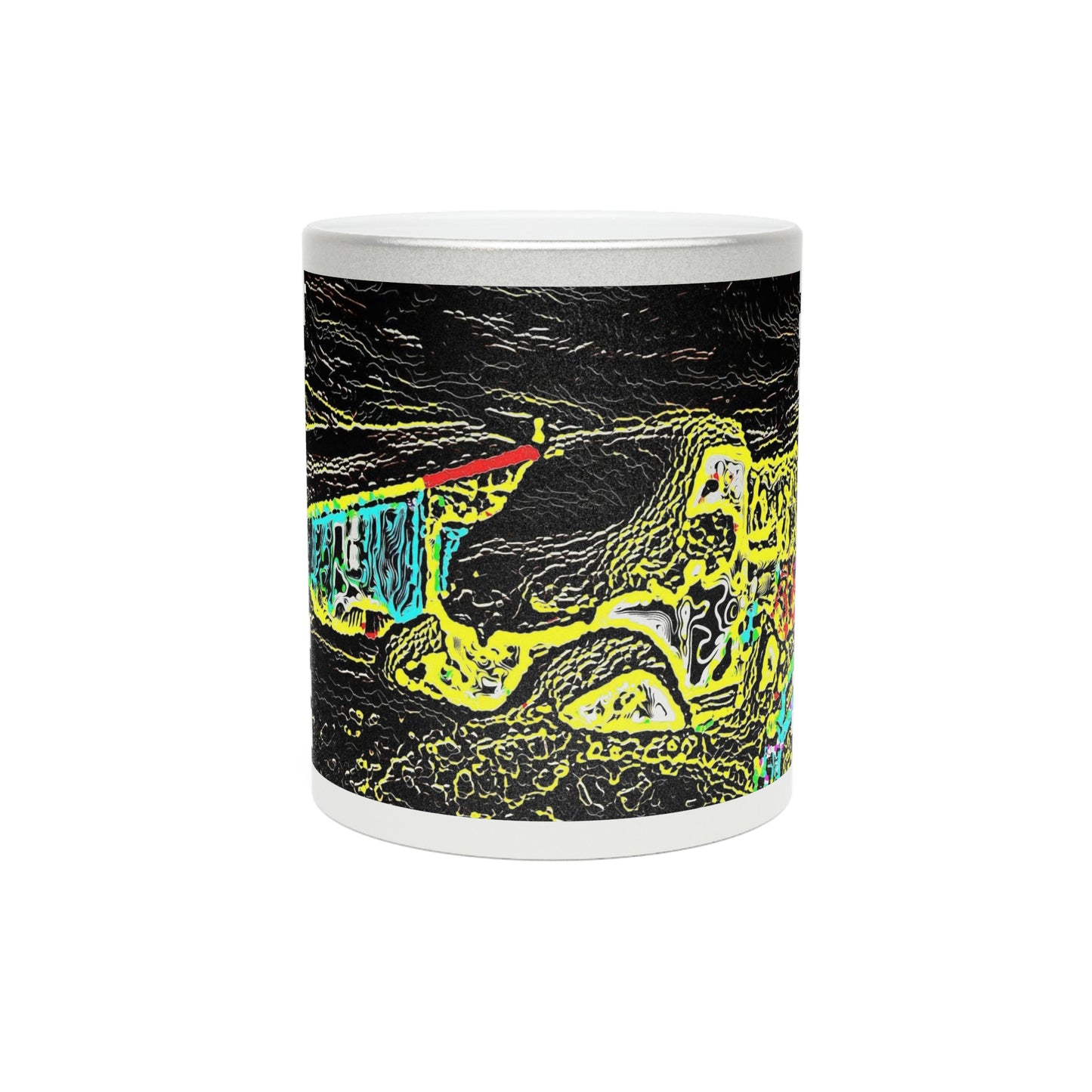 Metallic Mug (Silver\Gold) ... "Snow Vehicle In Snow Storm At-Rest" ... Circa 12Mar23 ... Central Idaho ... 18-Hours Rendering Time: Original Works ...