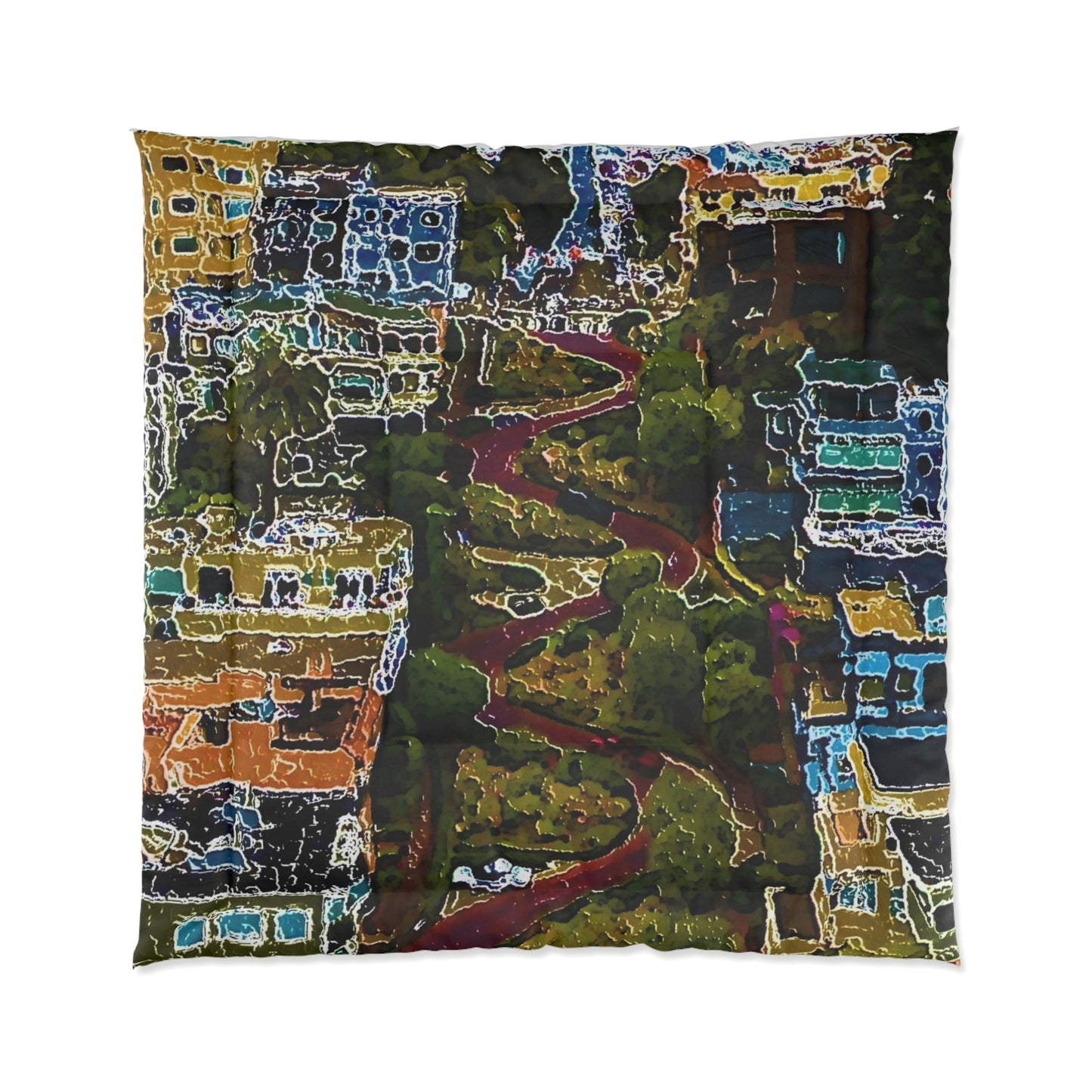 Comforter ... A Crazy Street ... 'Eight Winding Curve-Switchbacks' ... "Lombard Street, San Francisco, CA' ... Family Archives: 1970's ... Original Works ...