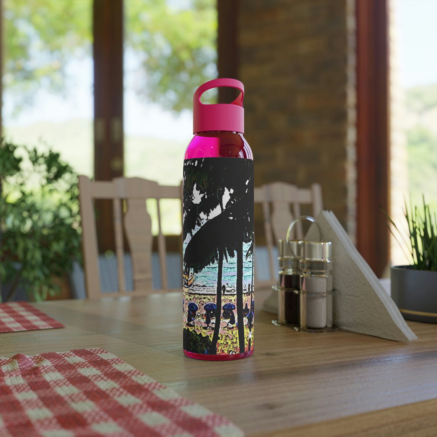 Sky Water Bottle ... "A Beautiful Beach Amongst The Palms" ... The Outrigger Waikiki, Honolulu, Oahu ... Original Works ...