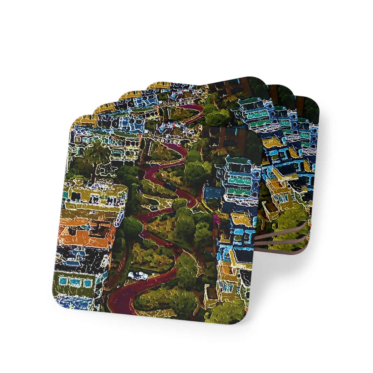 Coasters ... A Crazy Street ... 'Eight Winding Curve-Switchbacks' ... "Lombard Street, San Francisco, CA' ... Family Archives: 1970's ... Original Works ...