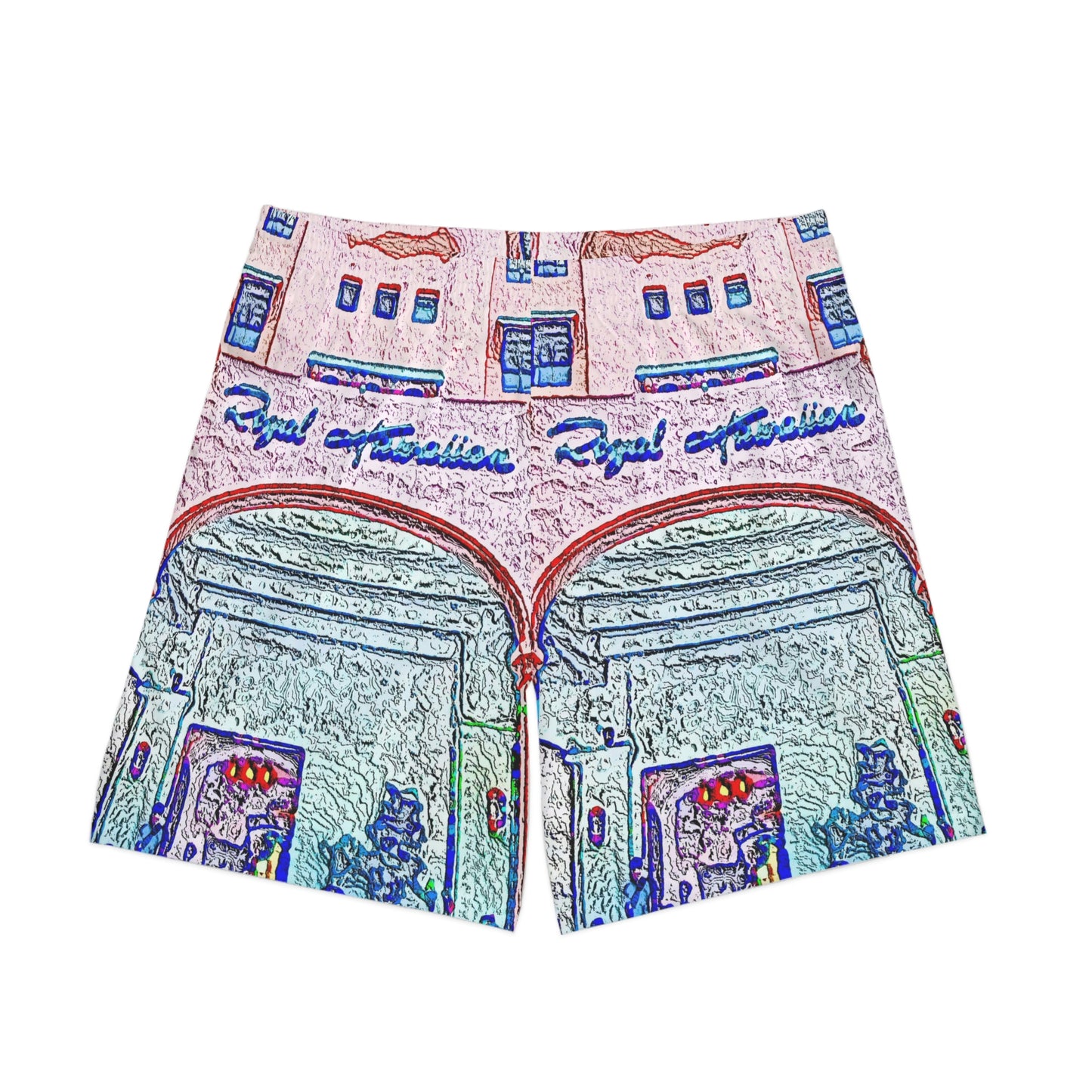 Men's Elastic Beach Shorts (AOP) ...  "La Grande Entree" At: 'The Pink Palace' ... The Royal Hawai'ian ... Honolulu, HI ... '27Oct2014' ... Original Works ...