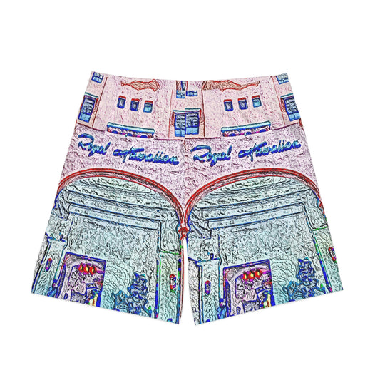Men's Elastic Beach Shorts (AOP) ...  "La Grande Entree" At: 'The Pink Palace' ... The Royal Hawai'ian ... Honolulu, HI ... '27Oct2014' ... Original Works ...