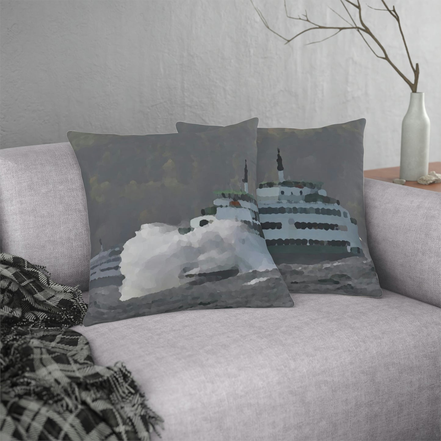 Waterproof Pillows ... WADOT Ferry Crossing ... "A Very Rough Day" ... Mulkiteo Route ... Family Archives ... Early 1990's' ... Original Works ...