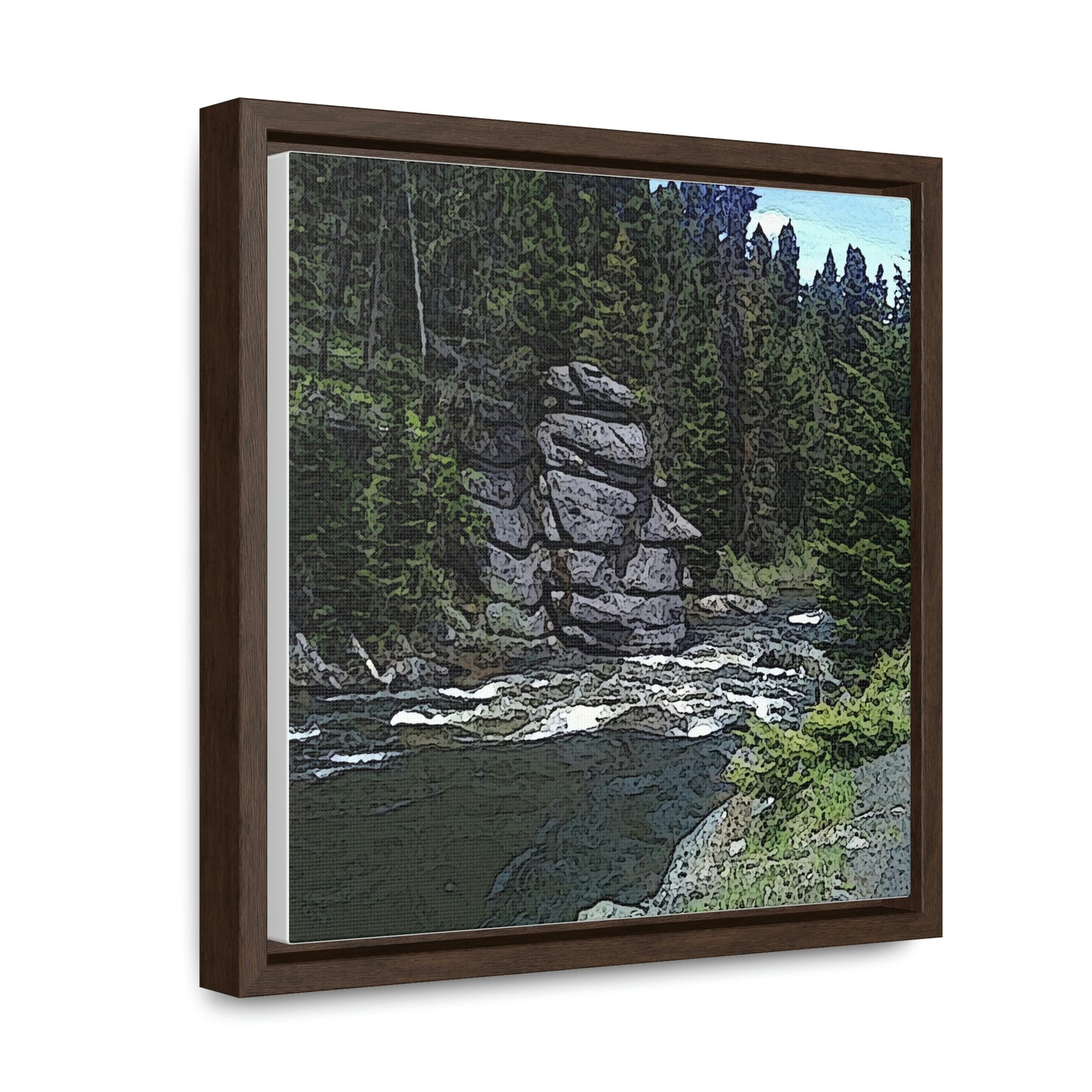 Gallery Canvas Wraps, Square Frame ...  "I Am Innocent" ... Tricky-Dick Immortalized ... Nixon Rock: Along The River ... Central Idaho, Summer 2020 ... Original Works ...
