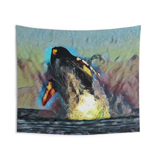 Indoor Wall Tapestries ... An Extraordinary Humpback Breach ... 'With Explosive Energy' ... Family Archives (KPH) ... Circa: 21st Century. Maui, HI ... Original Works ...