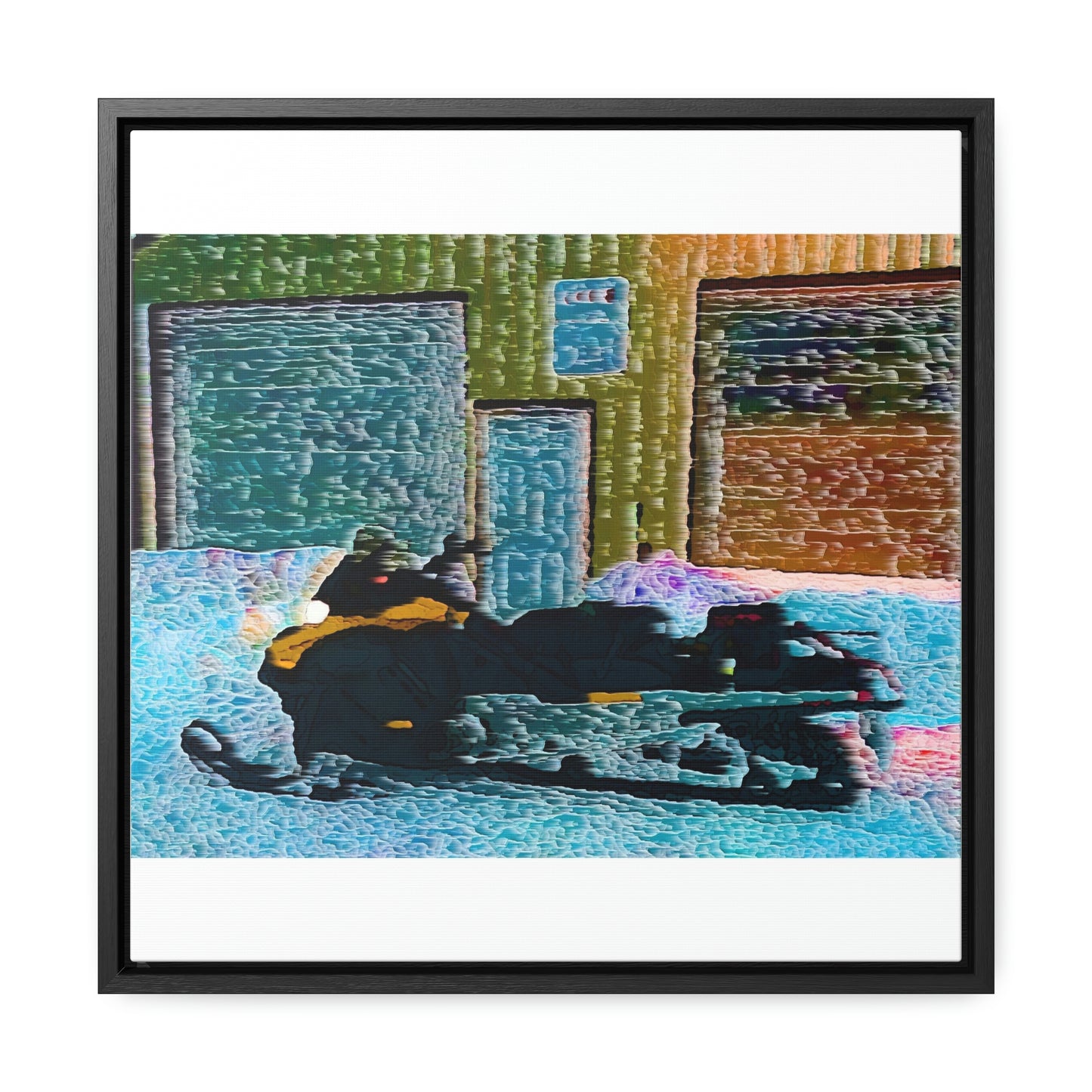Gallery Canvas Wraps, Square Frame ... Snowmobile & Impressionalism ... 'Collecting Mail & Packages' .... Dixie, Idaho, USA ... Original Works: 10 Hours Rendering Time ...