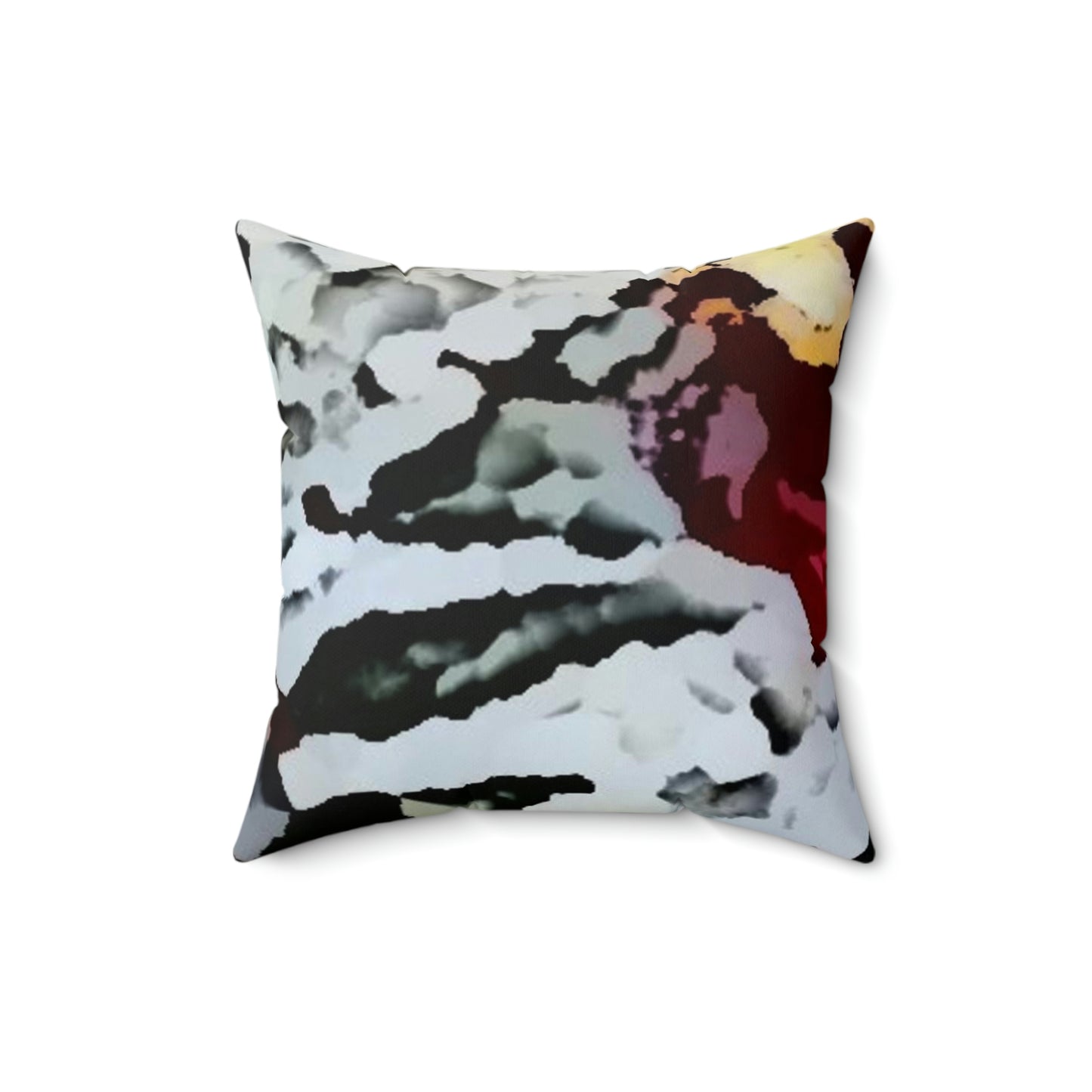 Spun Polyester Square Pillow ... "A Friendly Flower" ... Pointsettia 'Pointing' ... Original Works ... (Supplied Photograph) ...