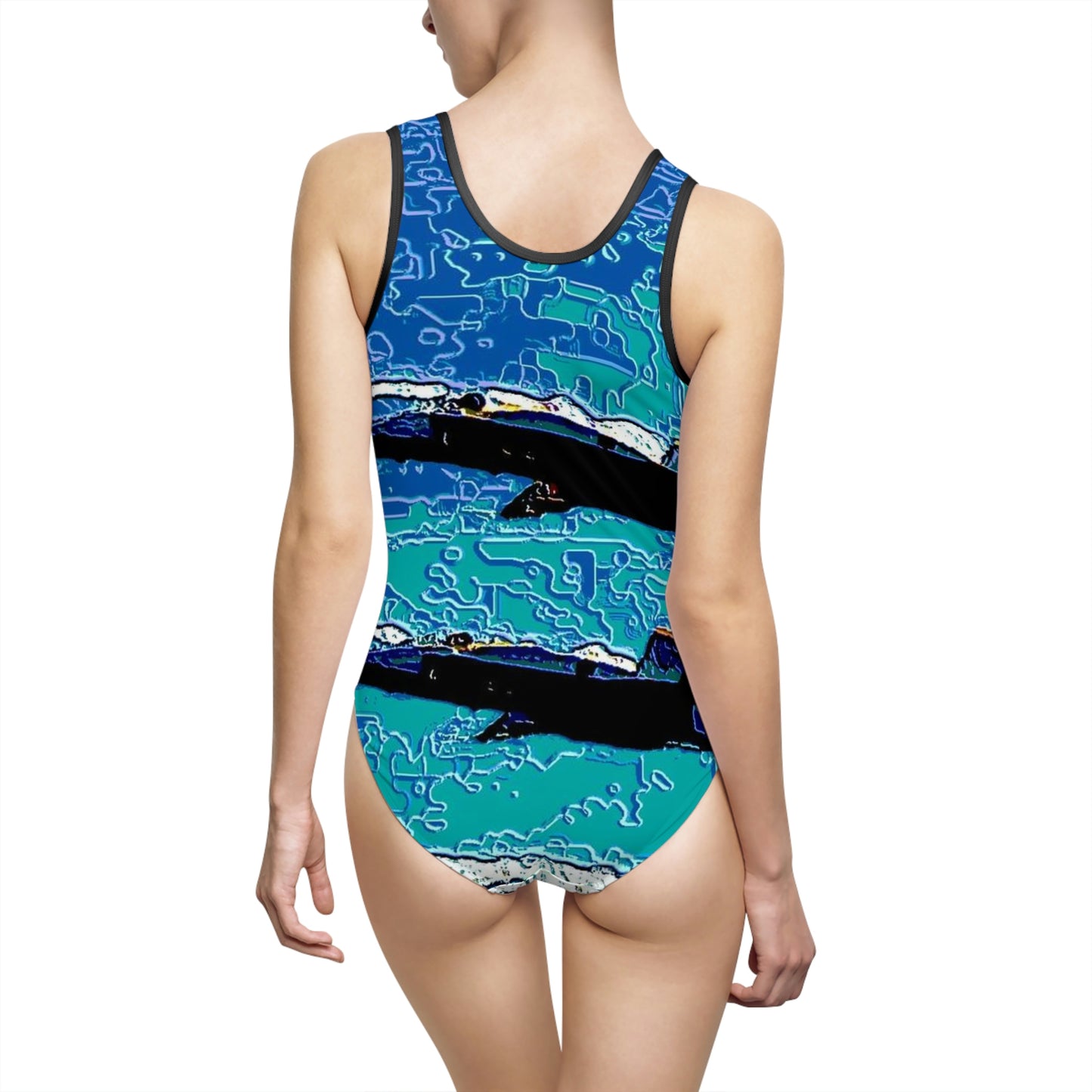 Women's Classic One-Piece Swimsuit ... Seattle Seafair ..."Blue Angels Run Over Lake Washington" ... Circa Mid 1980's ... Dr FJ Holt ... Original Works ...