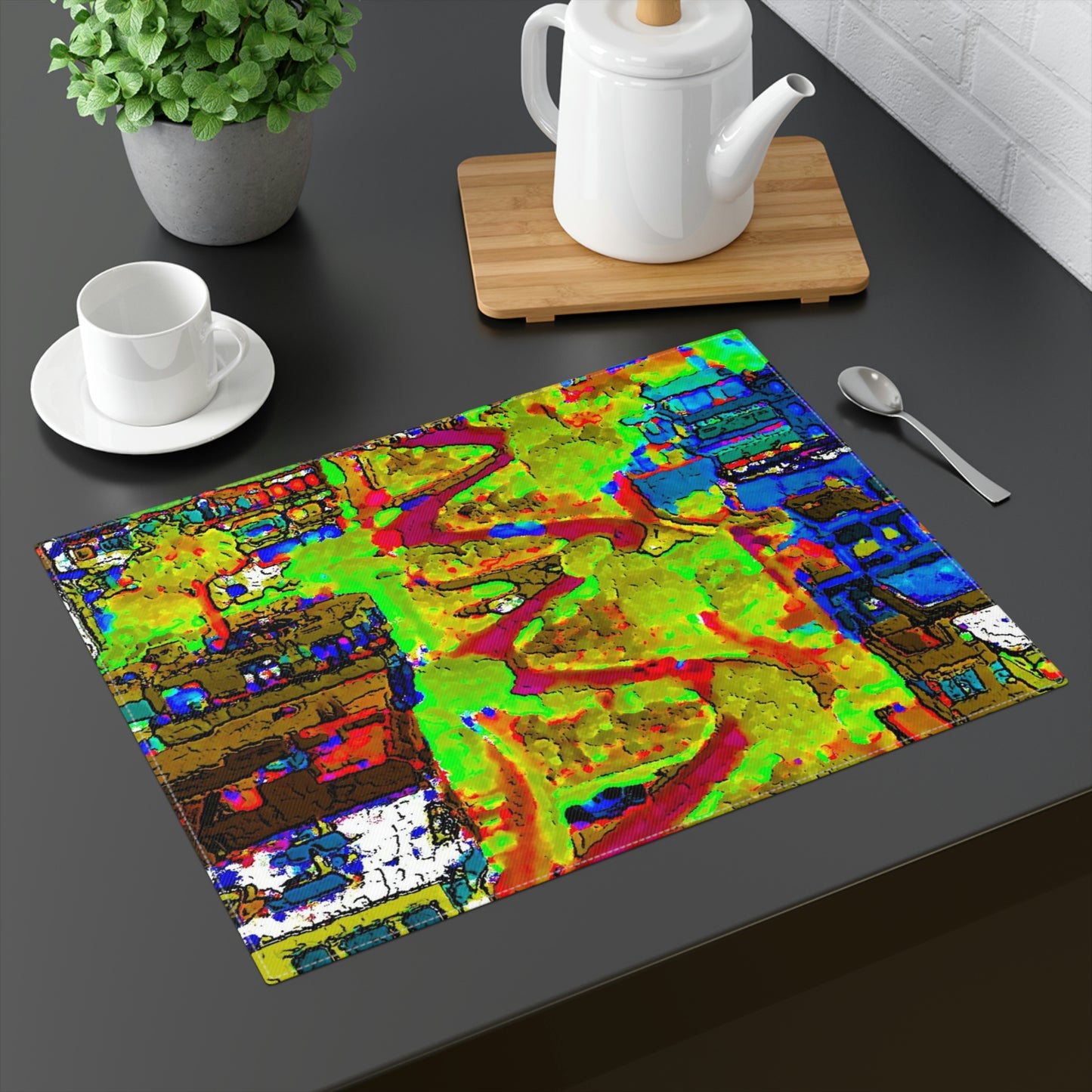 Placemat, 1pc ... A Crazy Street ... 'Eight Winding Curve-Switchbacks' ... "Lombard Street, San Francisco, CA' ... Family Archives: 1970's ... Original Works ...