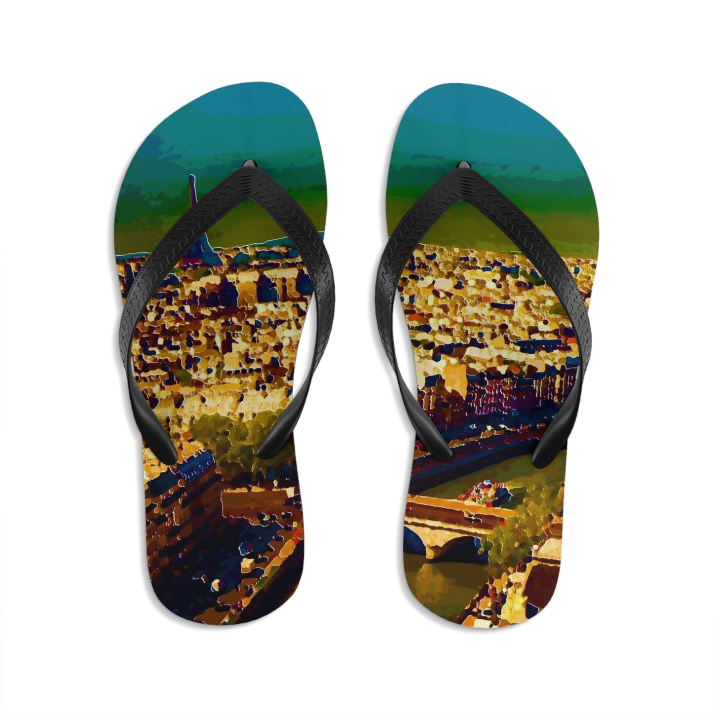 Unisex Flip-Flops ... Au Paris ... "Along The River Seine" ... Barbara Joan Bonnel-Holt: 1972 ... Original Works ...