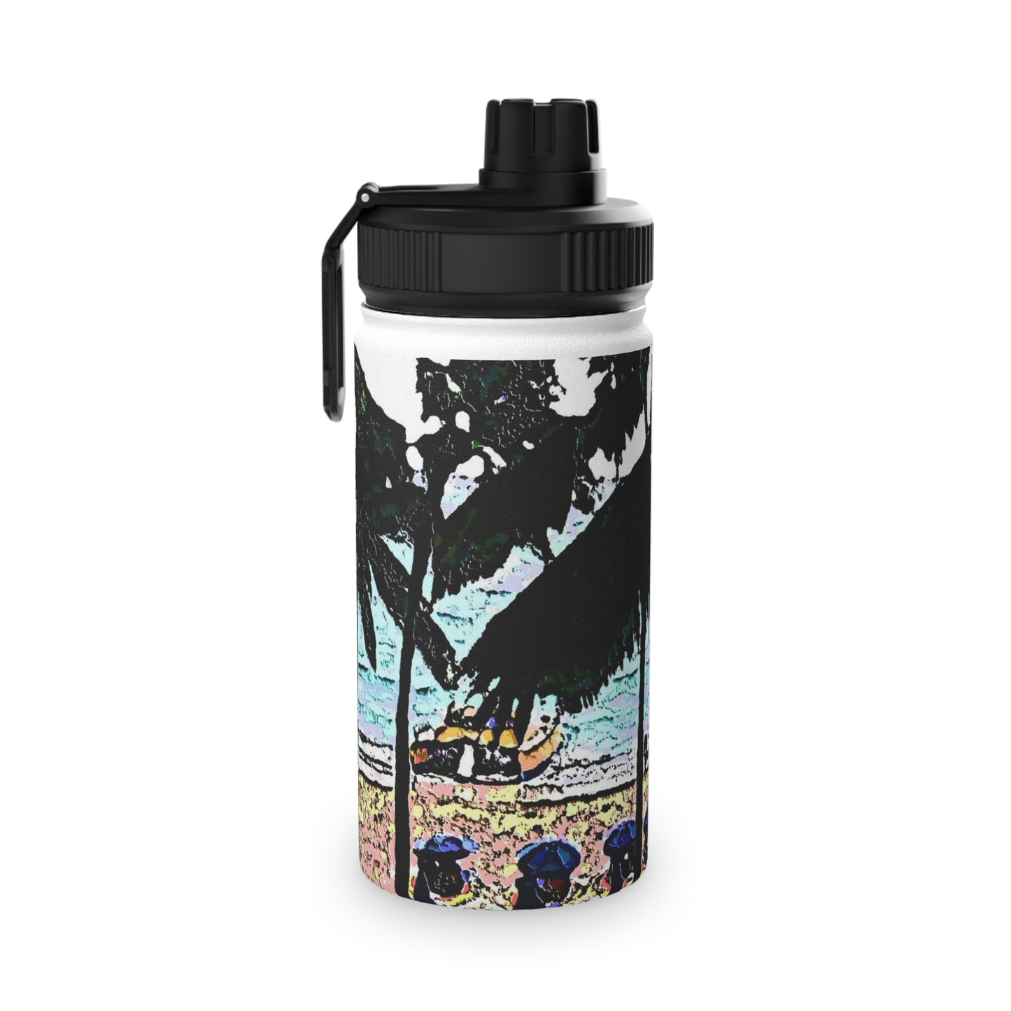 Stainless Steel Water Bottle, Sports Lid ... "A Beautiful Beach Amongst The Palms" ... The Outrigger Waikiki, Honolulu, Oahu ... Original Works ...