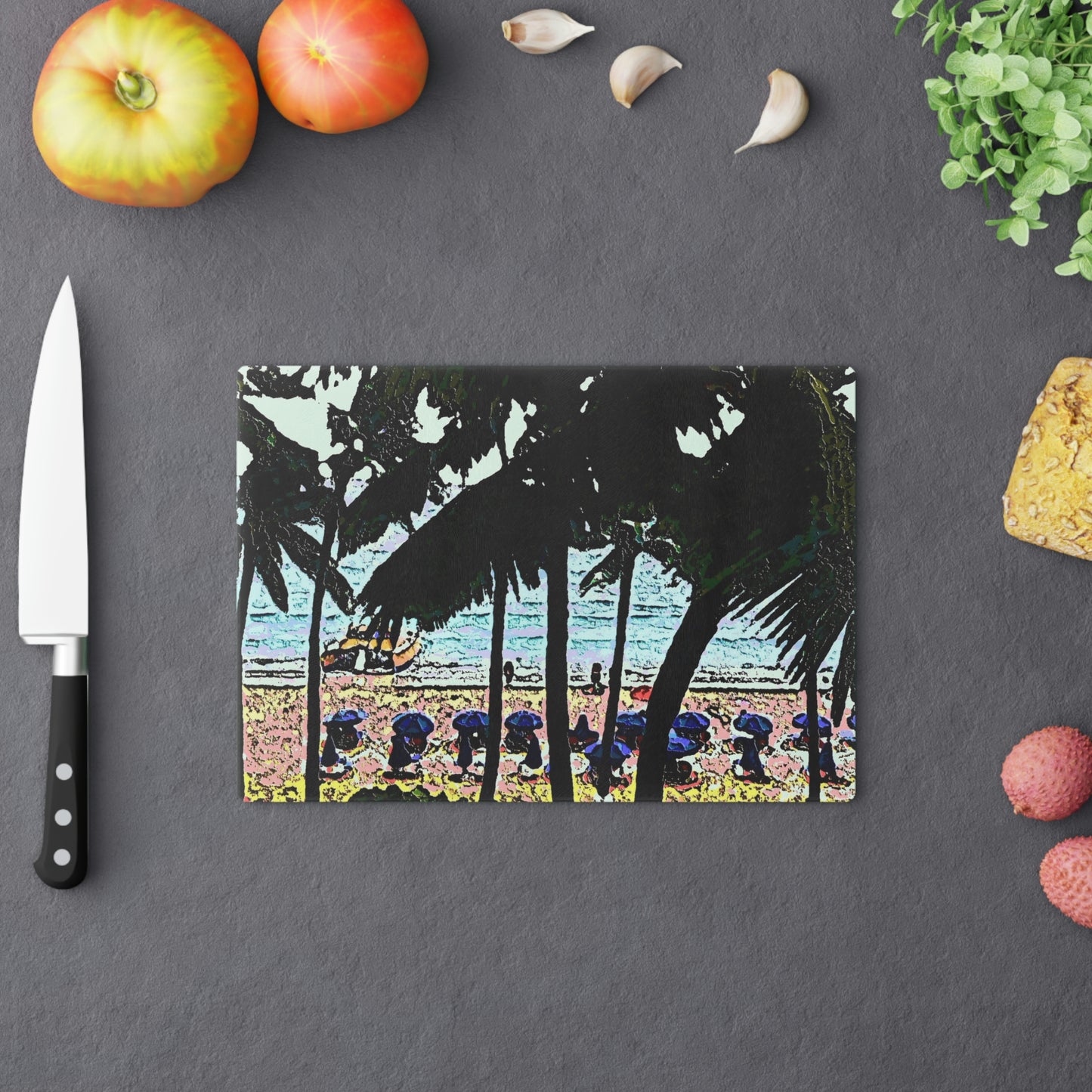 Cutting Board ... "A Beautiful Beach Amongst The Palms" ... The Outrigger Waikiki, Honolulu, Oahu ... Original Works ...