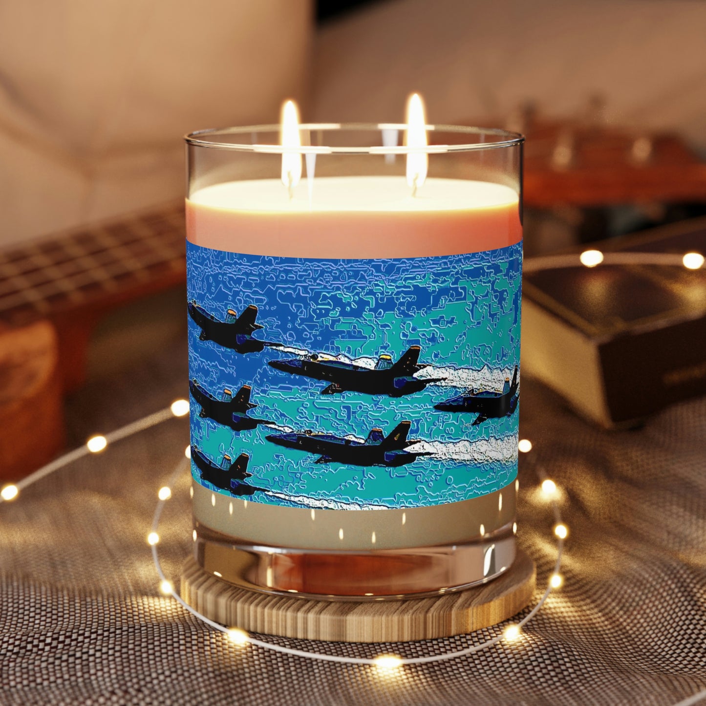 Scented Candle - Full Glass, 11oz ...  Seattle Seafair ..."Blue Angels Run Over Lake Washington" ... Circa Mid 1980's ... Dr FJ Holt ... Original Works ...