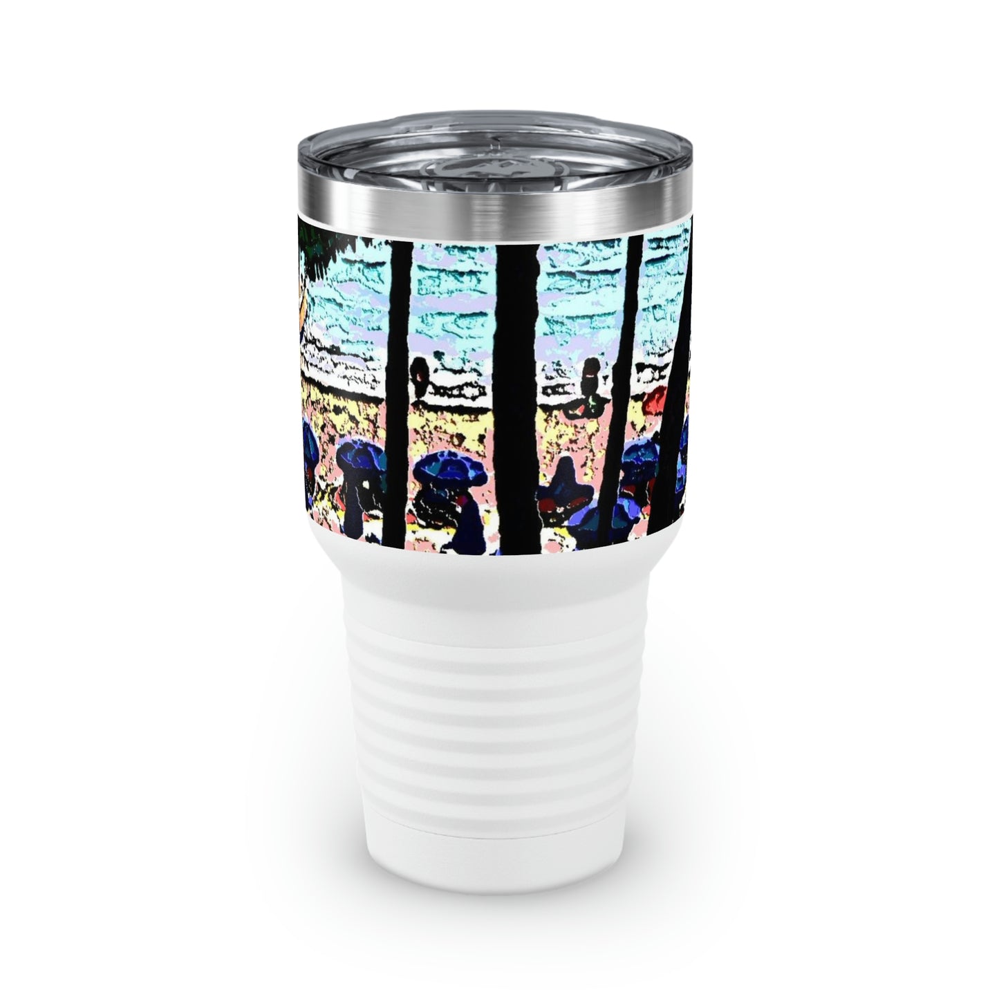Ringneck Tumbler, 30oz ... "A Beautiful Beach Amongst The Palms" ... The Outrigger Waikiki, Honolulu, Oahu ... Original Works ...