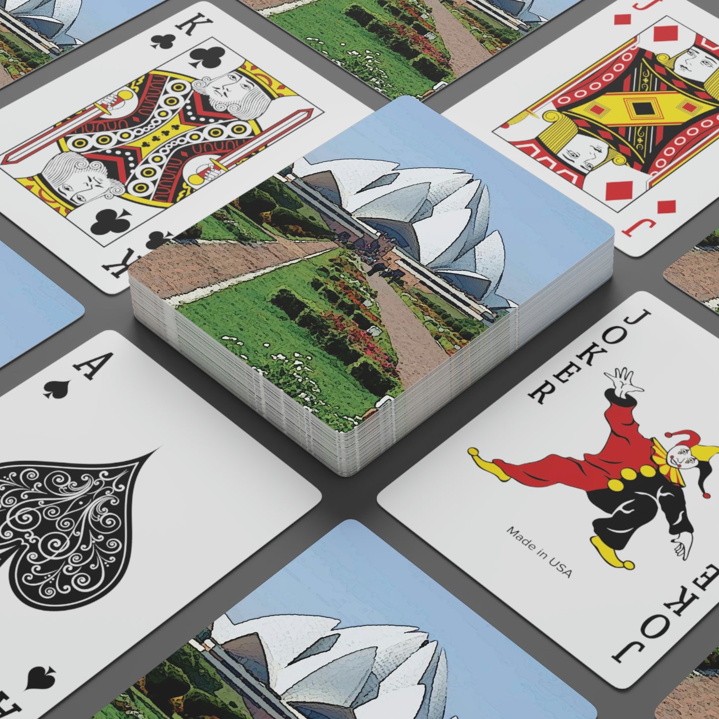 Custom Poker Cards ... 'Bahai'i House-Of-Worship' ... "Lotus Temple: Delhi, India, 2008" ... Original Works ...