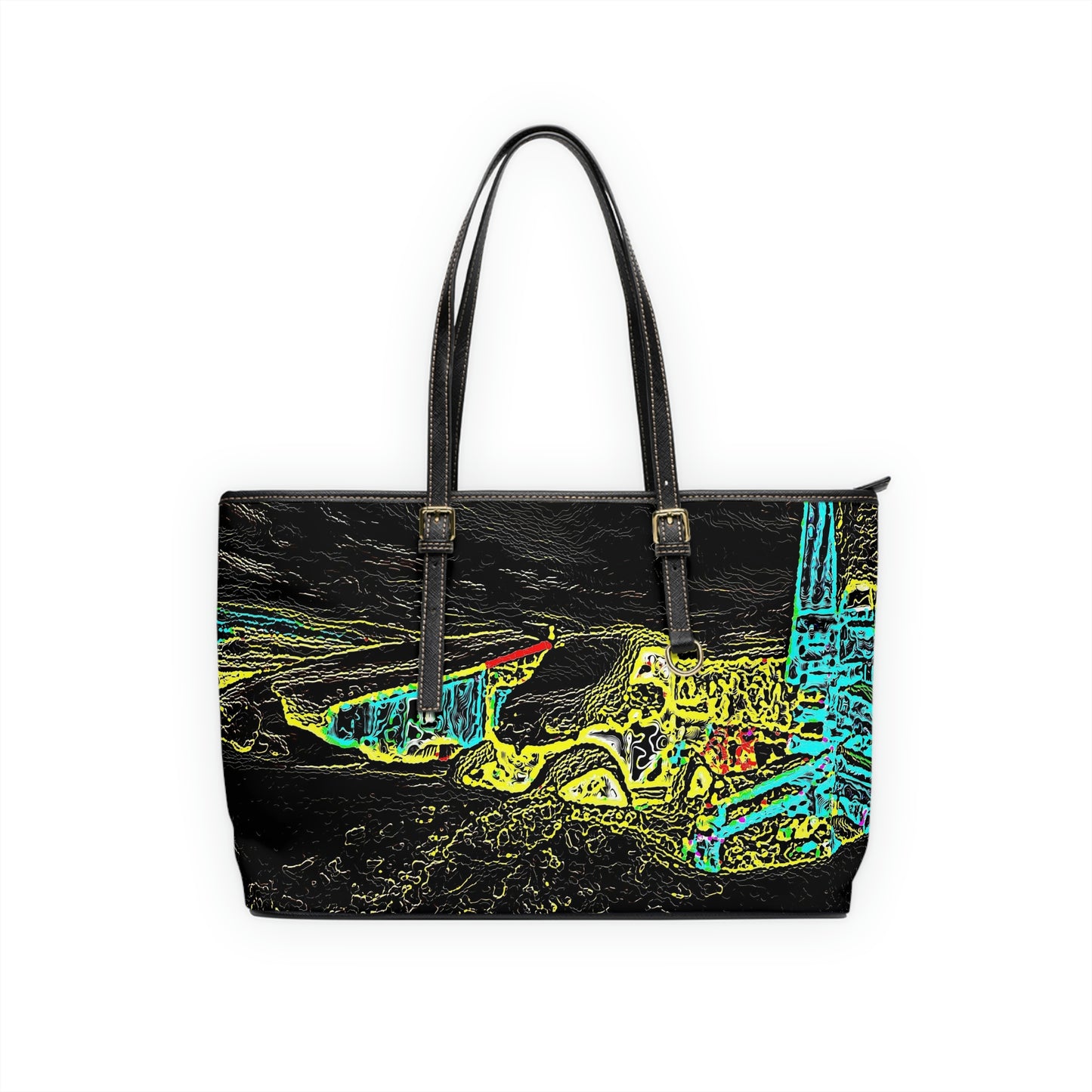 PU Leather Shoulder Bag ... "Snow Vehicle In Snow Storm At-Rest" ... Circa 12Mar23 ... Central Idaho ... 18-Hours Rendering Time: Original Works ...