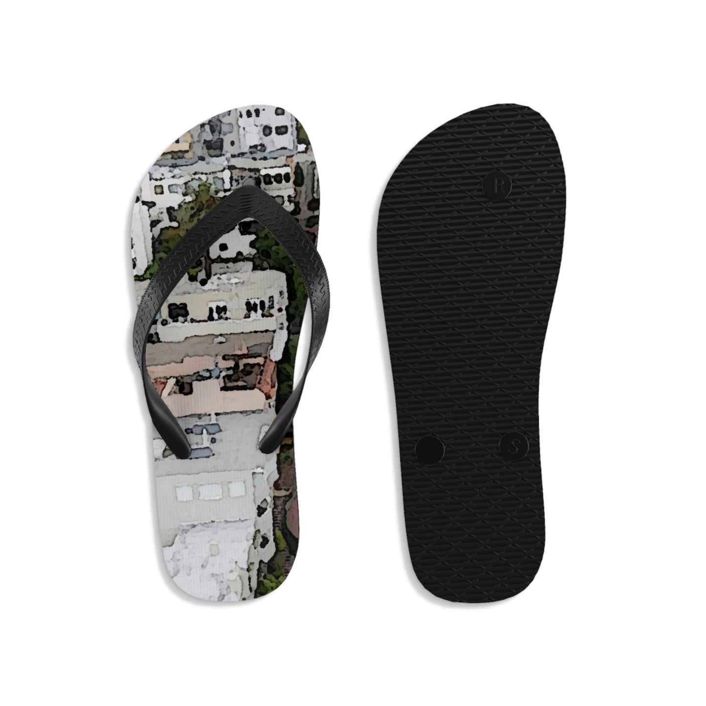 Unisex Flip-Flops ... A Crazy Street ... 'Eight Winding Curve-Switchbacks' ... "Lombard Street, San Francisco, CA' ... Family Archives: 1970's ... Original Works ...