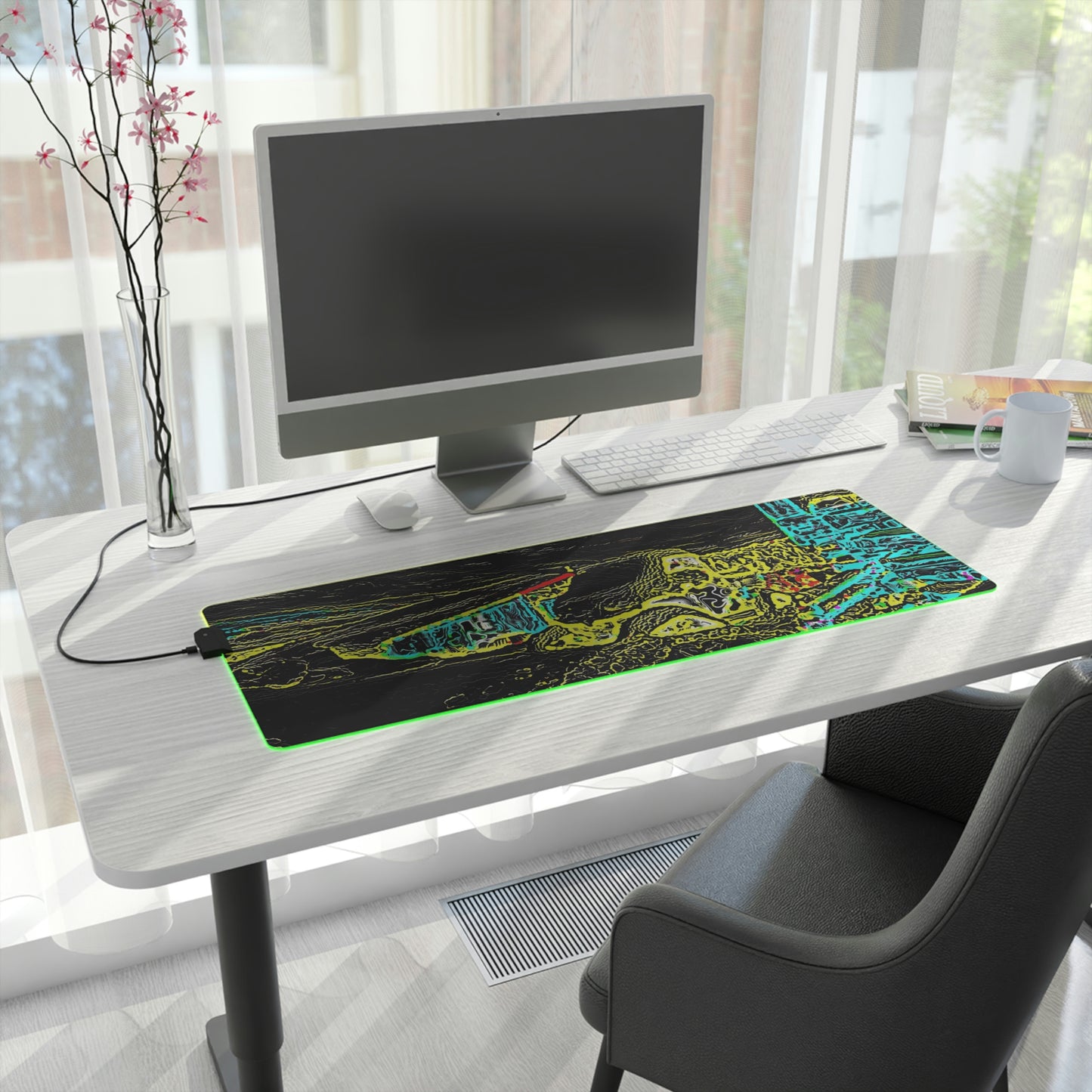 LED Gaming Mouse Pad ... "Snow Vehicle In Snow Storm At-Rest" ... Circa 12Mar23 ... Central Idaho ... 18-Hours Rendering Time: Original Works ...