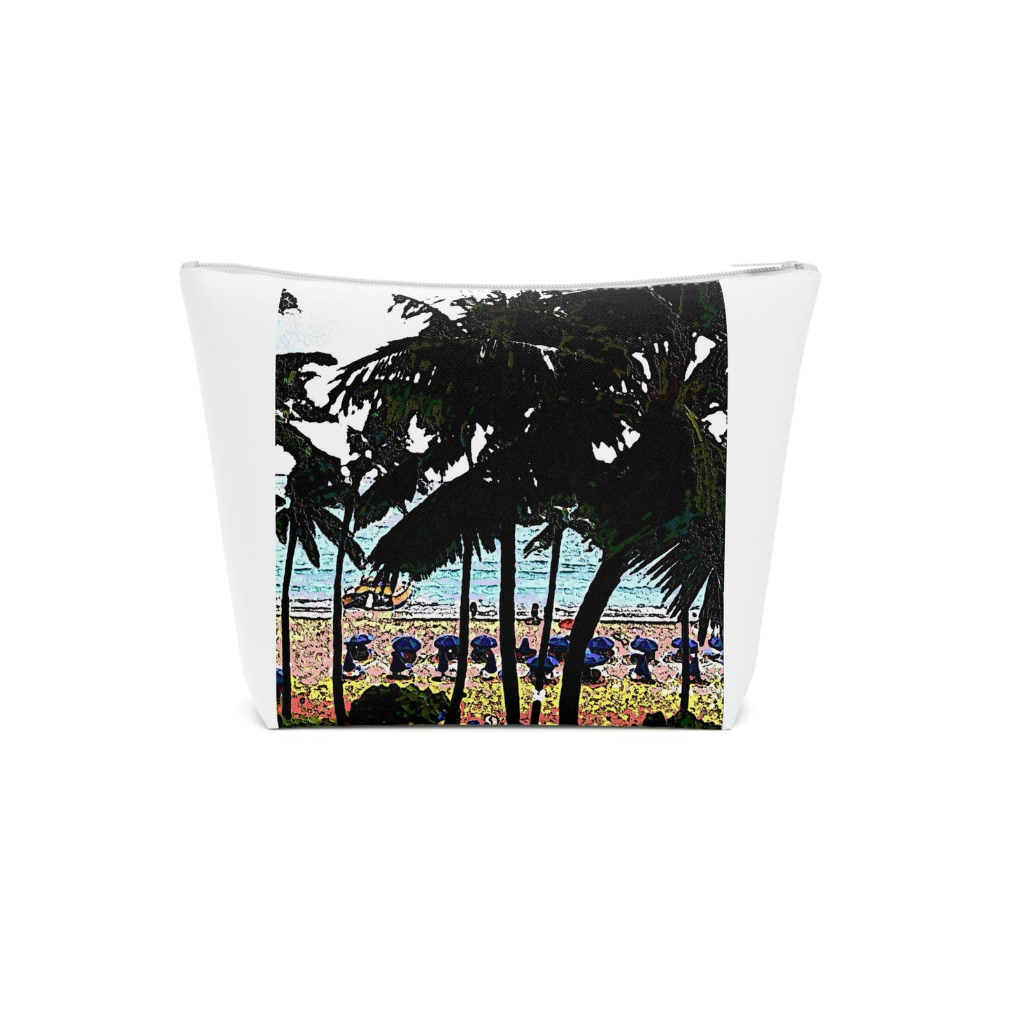 Cotton Cosmetic Bag ... "A Beautiful Beach Amongst The Palms" ... The Outrigger Waikiki, Honolulu, Oahu ... Original Works ...