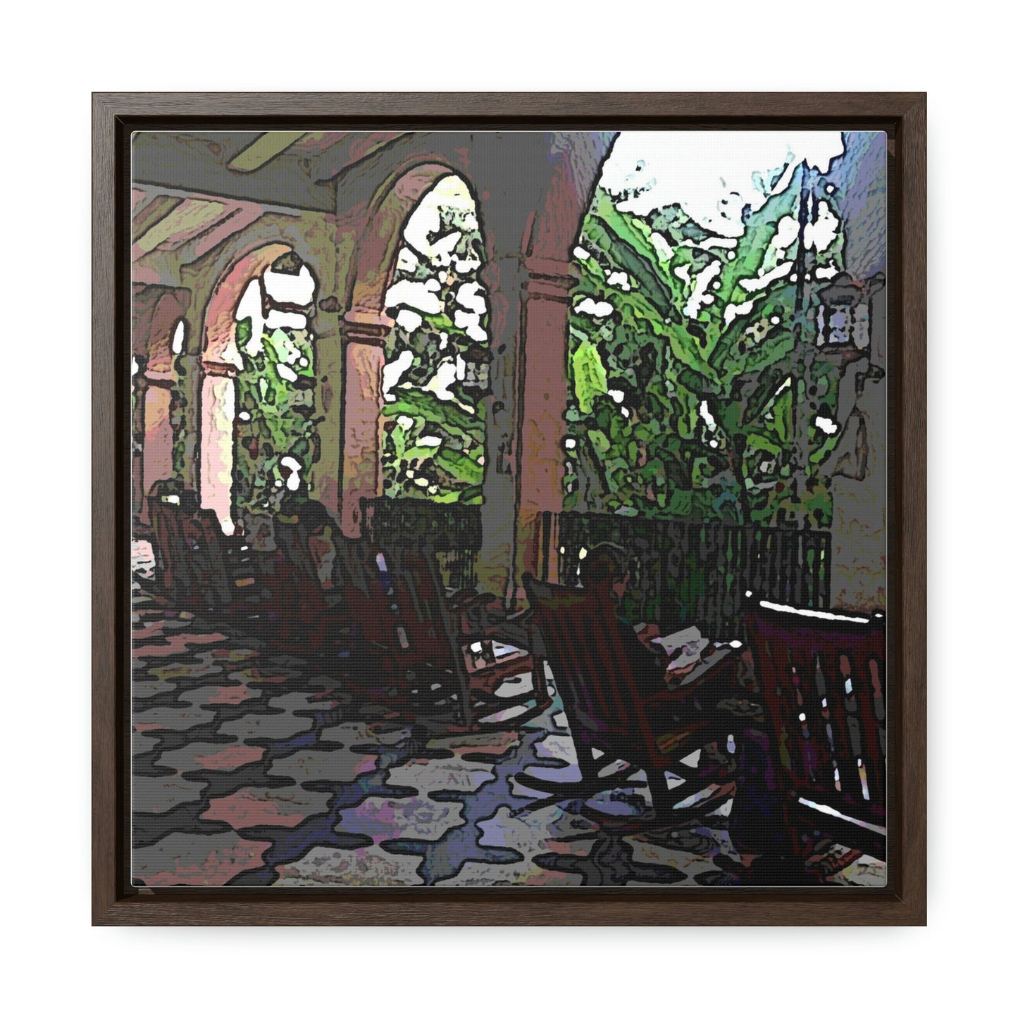 Gallery Canvas Wraps, Square Frame ...  Lanai & Rocking Chairs At: 'The Pink Palace' ... The Royal Hawai'ian ... Honolulu, HI ... '27Oct2014' ... Original Works ...