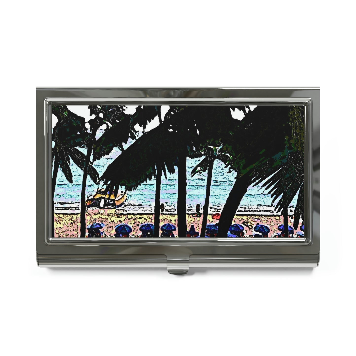 Business Card Holder ... A Beautiful Beach Amongst The Palms" ... The Outrigger Waikiki, Honolulu, Oahu ... Original Works ...