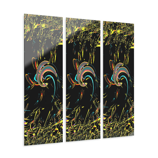 Acrylic Prints (Triptych) ... "Waning Moon" ... Central Idaho ... October 2022 ... Rendering Time: 22 Hours ... Original Works ...
