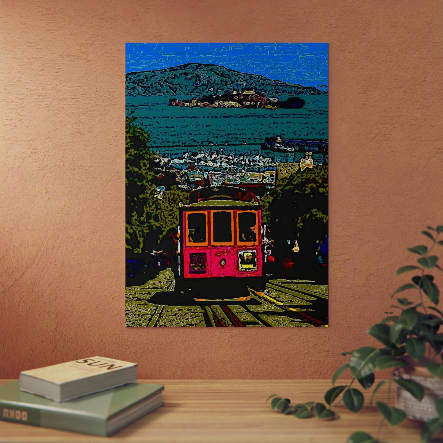 Aluminum Composite Panels ... San Francisco ... 'A Rice-A-Roni-Treat' ... Family Archives ... Cable Car Descends Hill Towards Alcatraz Island ... Original Works ...