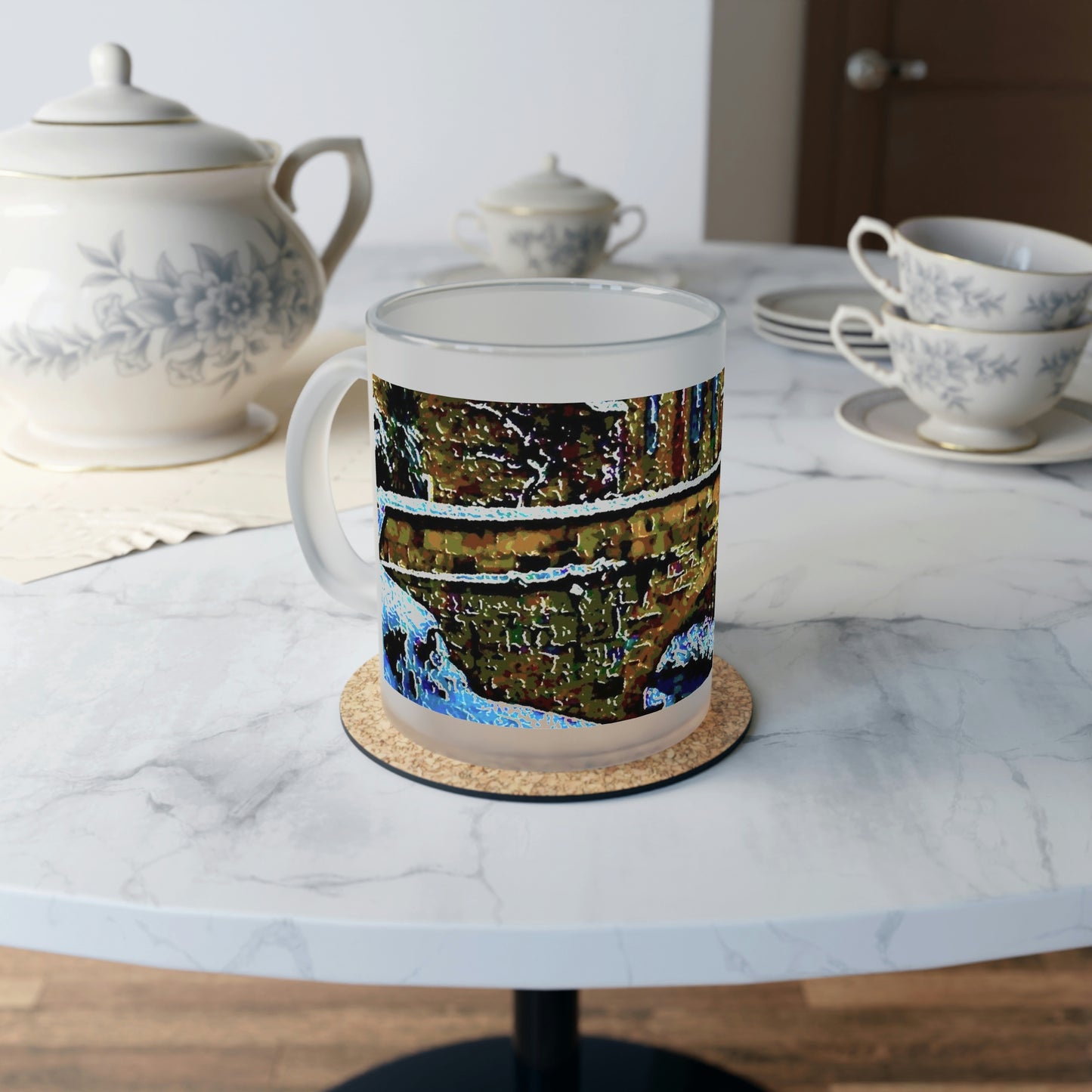 Frosted Glass Mug ...  Walikng The Streets & Alleys ... 'Strolling The Canals ... '  ... Original Works  ...