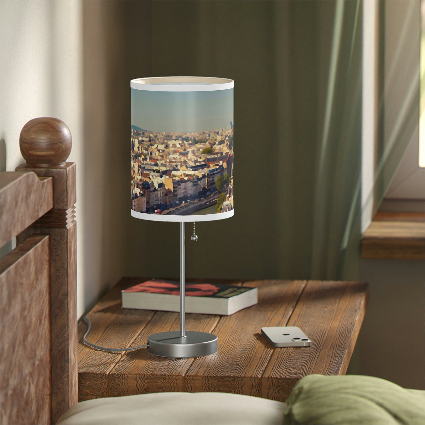 Lamp on a Stand, US|CA plug ... Au Paris ... "Along The River Seine" ... Barbara Joan Bonnell-Holt: 1972 ... Original Works ...