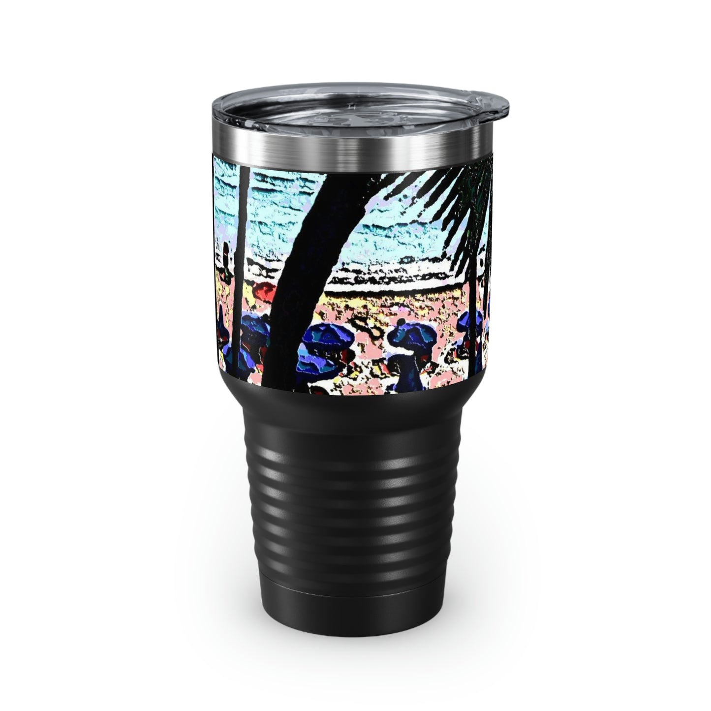 Ringneck Tumbler, 30oz ... "A Beautiful Beach Amongst The Palms" ... The Outrigger Waikiki, Honolulu, Oahu ... Original Works ...