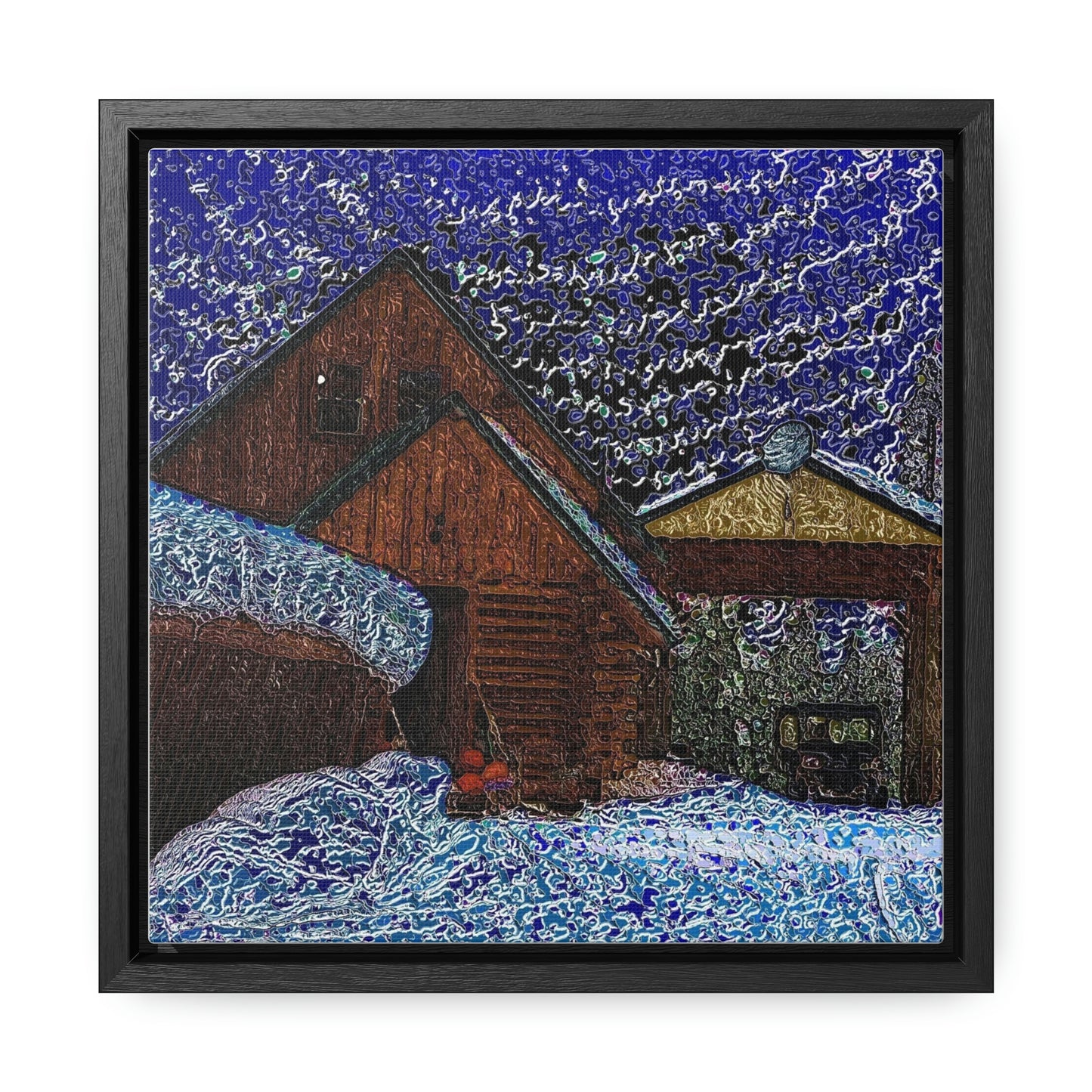 Gallery Canvas Wraps, Square Frame ... A Litle Bit Of Color ...  A Little Bit Of Van Gogh ... A Little Bit Of Vertigo ... "And Away You Go With The Snow .." Original Works: Rendering Time: 16 Hours ...