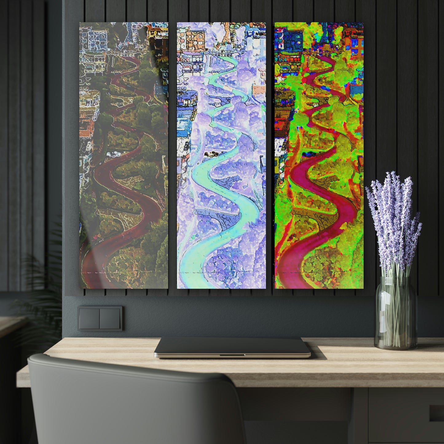 Acrylic Prints (Triptych) ... A Crazy Street ... 'Eight Winding Curve-Switchbacks' ... "Lombard Street, San Francisco, CA' ... Family Archives: 1970's ... Original Works ...