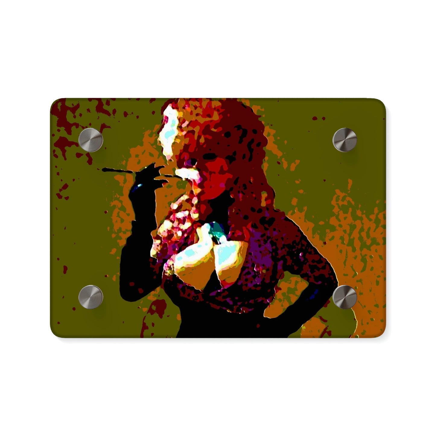 Acrylic Wall Art Panels ...  A Colleague Overseas ... 'Enjoying A Fag' ... Original Works ... "April Fools 2023" ... Hot-Tranny-Smoke ...