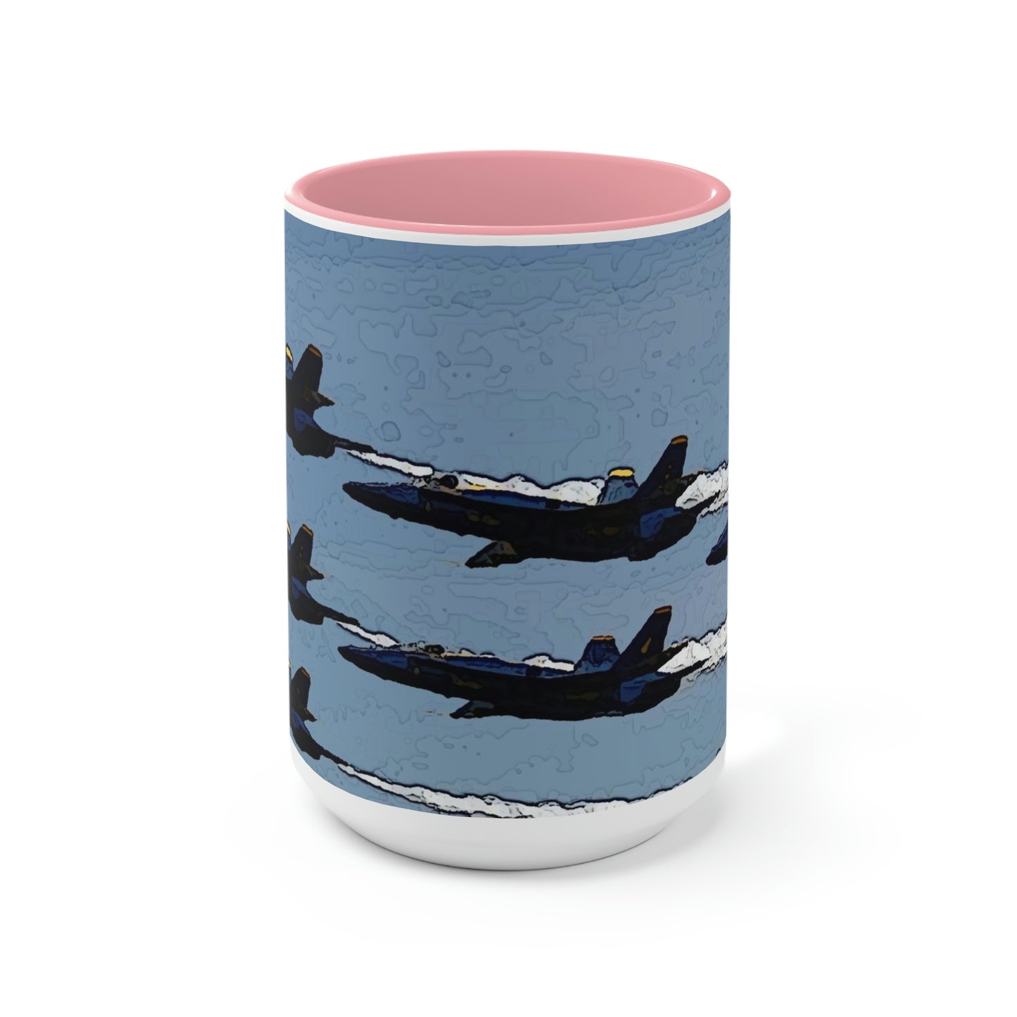 Two-Tone Coffee Mugs, 15oz ... Seattle Seafair ..."Blue Angels Run Over Lake Washington" ... Circa Mid 1980's ... Dr FJ Holt ... Original Works ...