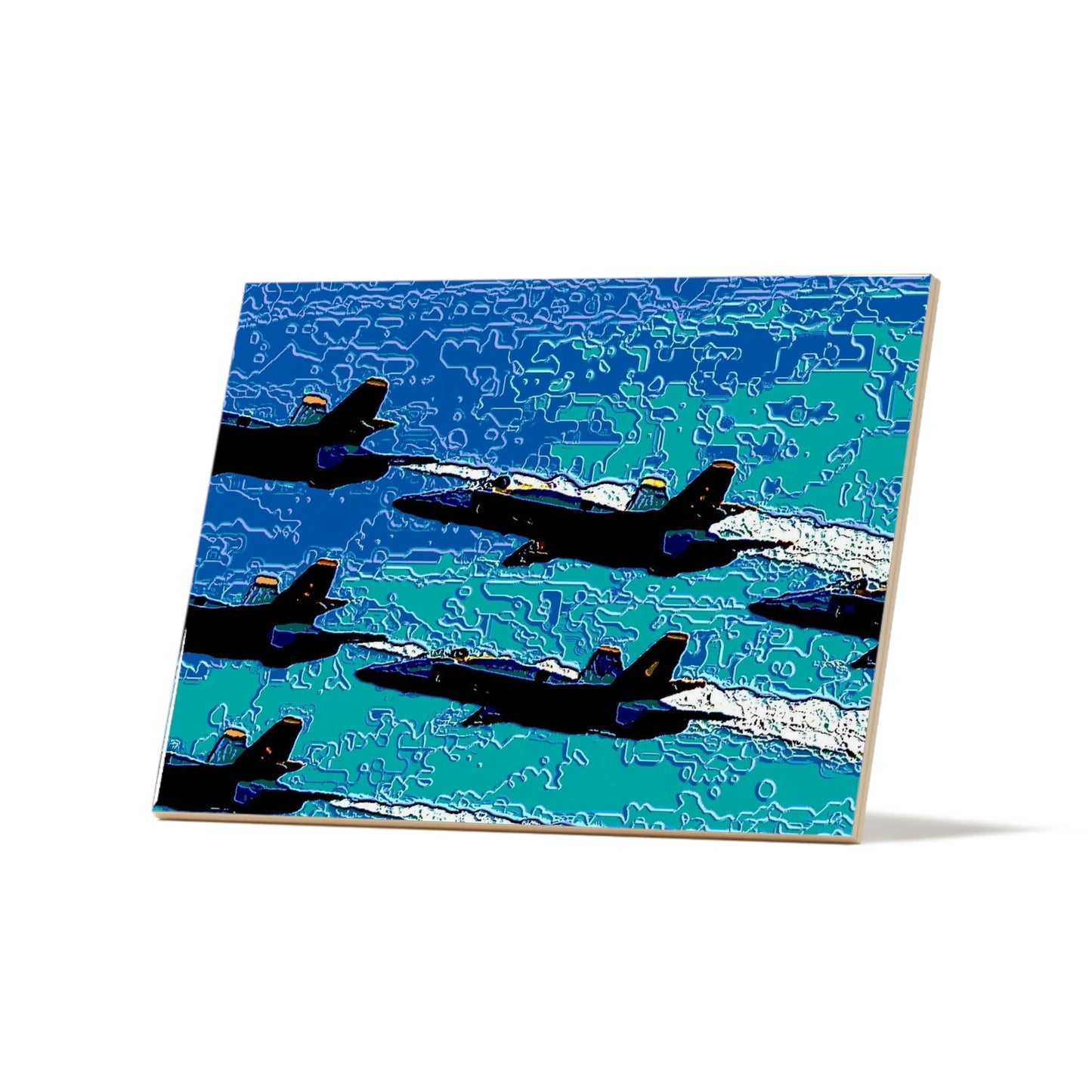 Ceramic Photo Tile ... Seattle Seafair ..."Blue Angels Run Over Lake Washington" ... Circa Mid 1980's ... Dr FJ Holt ... Original Works ...