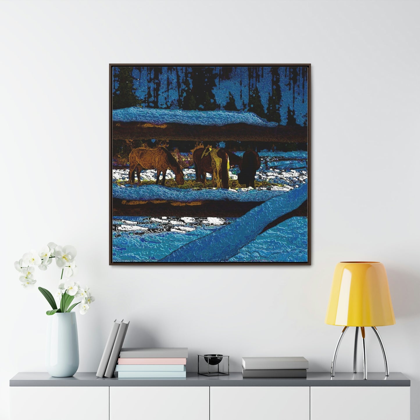 Gallery Canvas Wraps, Square Frame ... A Horse ... A Saddle ...  Foraging Through The Snow ...  An_Asses 'Cry' ... Central Idaho, November 2022 ...  Original Works ...